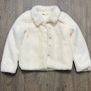 Zara Kids White Fleece Puffer Jacket